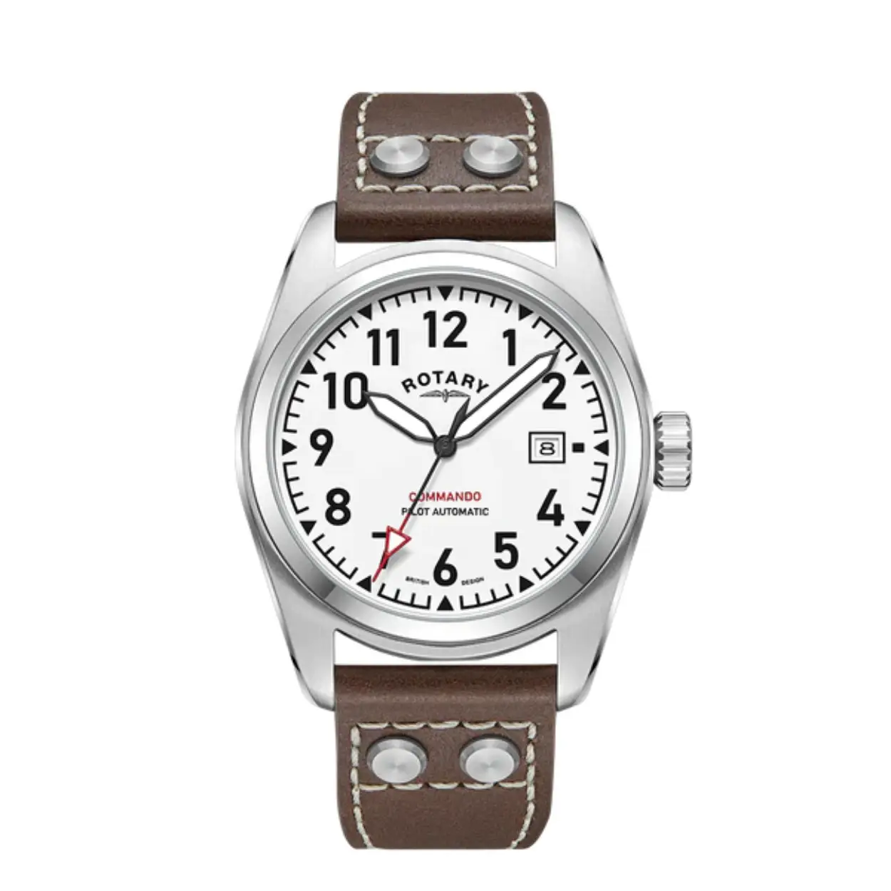 The Commando Pilot references all the attributes that one would find on a vintage tool pilot watch, built to aide a pilot in one way or another, including special features as well as exceptional durability and accuracy. A modern, distinctive pilot watch, the Commando has a robust 42mm case dimension, and oversized protruding screw-down crown, originally featured on the watch to help pilots in freezing cockpits operate them while wearing gloves.