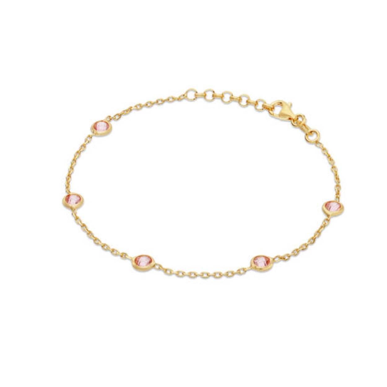Zilveren armband verguld Armband Steentjes Roze