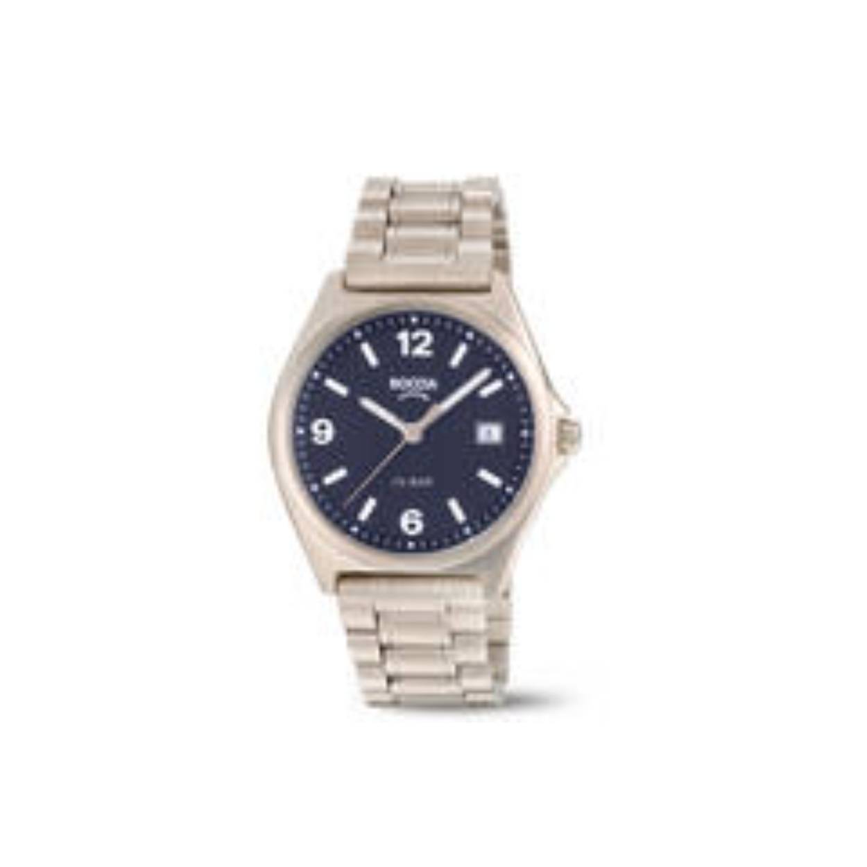 Boccia Titanium 3663-02 Heren
Dit herenhorloge van Boccia heeft een klassieke uitstraling en een sportief uiterlijk. De 3663-02 heeft een ronde titanium horlogekast met een diameter van 39mm met een blauwe wijzerplaat met een datum. Aan de titanium kast zit een mat glanzende titanium schakelband met vouwsluiting. Het horloge heeft een mineraalglas en is 10ATM. Of je nu sportief of chique gekleed gaat, dit horloge past bij elke outfit en iedere gelegenheid!