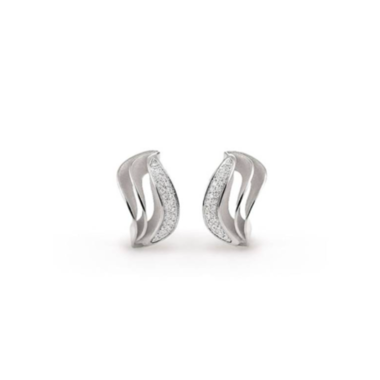 Velaa Pavé Series oorstekers, 18Kt White Ice Gold met diamanten 0.15ct