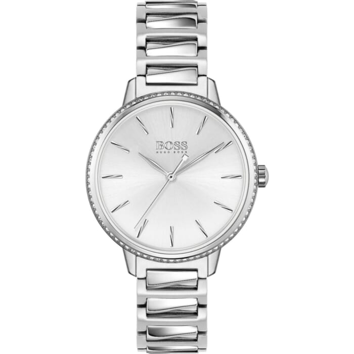 Dit dameshorloge uit de BOSS Signature serie is een casual horloge. Het horloge heeft mineraalglas, een zilverkleurige wijzerplaat met Swarovski kristallen en een stalen horlogekast met een kastdiameter van 34 mm. De band van het horloge is van staal en kan op maat worden gemaakt door er schakels uit te halen.

- Mineraalglas
- Ronde kastvorm, Ø 34 mm
- Stalen horlogekast
- Zilverkleurige wijzerplaat
- Zilverkleurige stalen horlogeband 
- 3 ATM (Regen- & spatwaterdicht)