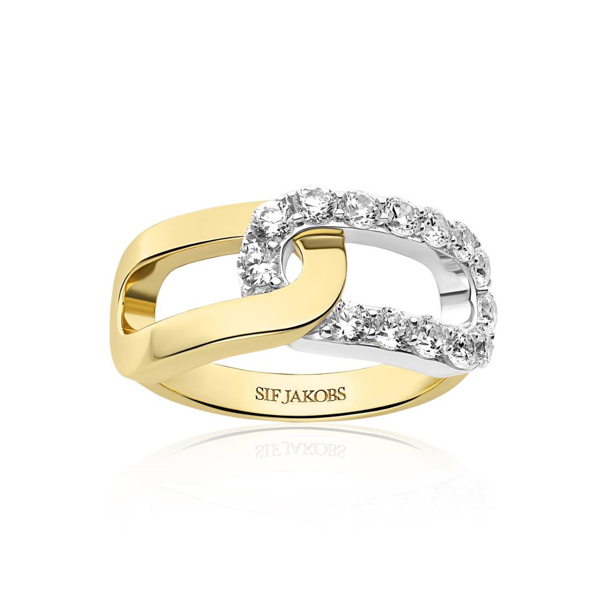 Sif Jakobs ring 'Capizzi Due'  SJ-R42238-CZ-2YG-54
zilver, deels 18 krt. goldplated met zirkonia's 