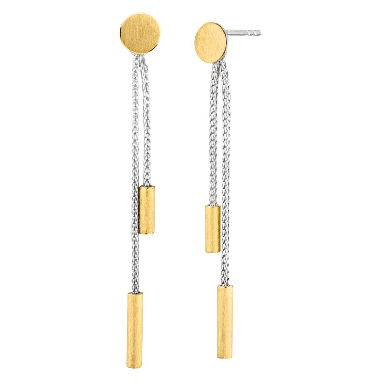 Deze prachtige Manu Schmuck oorhangers combineren zilver en goud op een elegante manier. De oorbellen zijn ideaal voor dagelijks gebruik en kunnen perfect worden gedragen met een casual outfit of een chique avondlook. De unieke combinatie van kleuren zorgt voor een verfijnde uitstraling en maakt deze oorbellen een tijdloze toevoeging aan elke sieradencollectie. Met deze oorhangers straal je altijd elegantie en stijl uit.