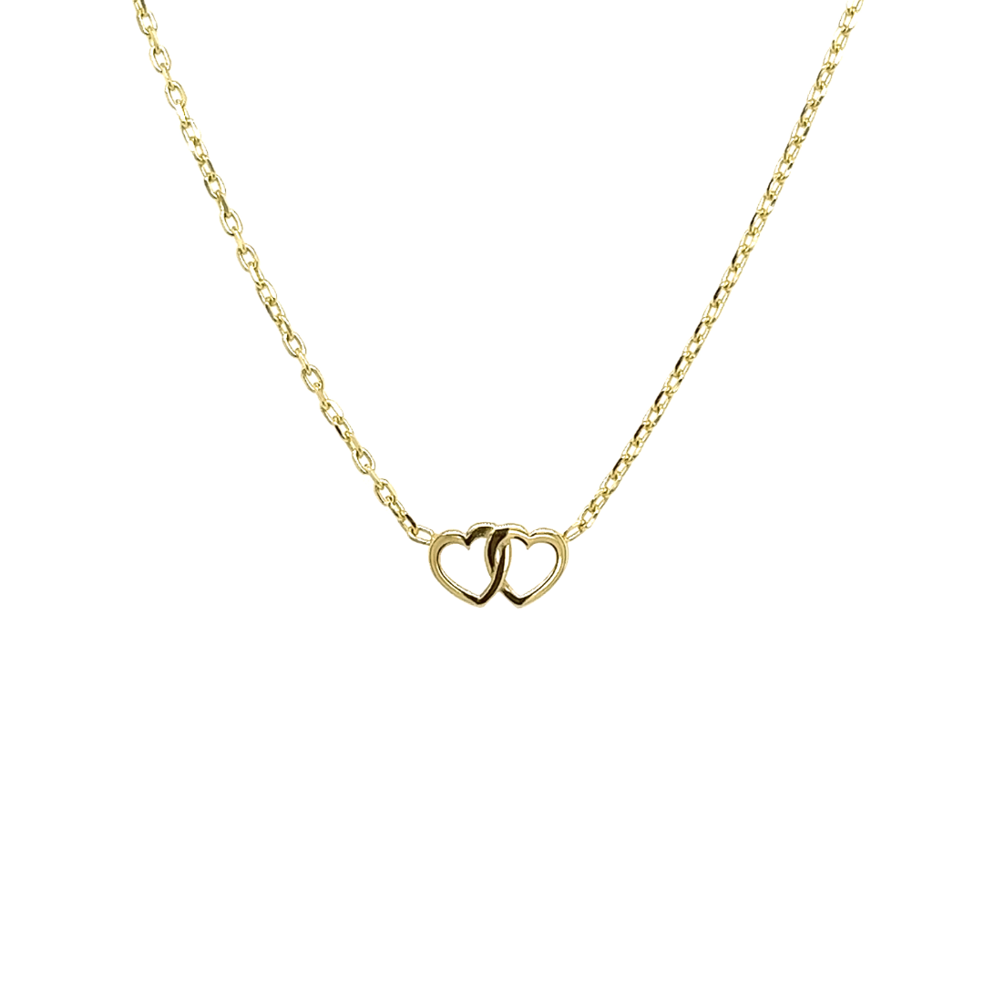 Dit 14-karaats geel gouden ankerschakel collier is onwijs leuk! Het ankercollier wordt verbonden door een dubbel hartje. Het collier is verstelbaar van 42cm tot 45cm.