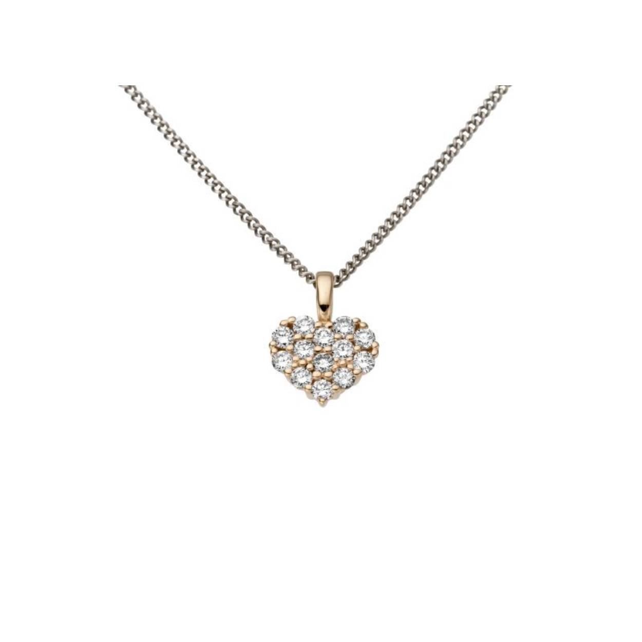 Wit gouden (18 kt) hanger 'hart' met briljant: 0,18 ct
Afmetingen: 9,7 mm x 7 mm
De hanger staat op de foto in geel goud maar het is de wit gouden versie 
Bijhorende ring en oorstekers zijn ook verkrijgbaar
De prijs kan variëren naargelang de goudprijs