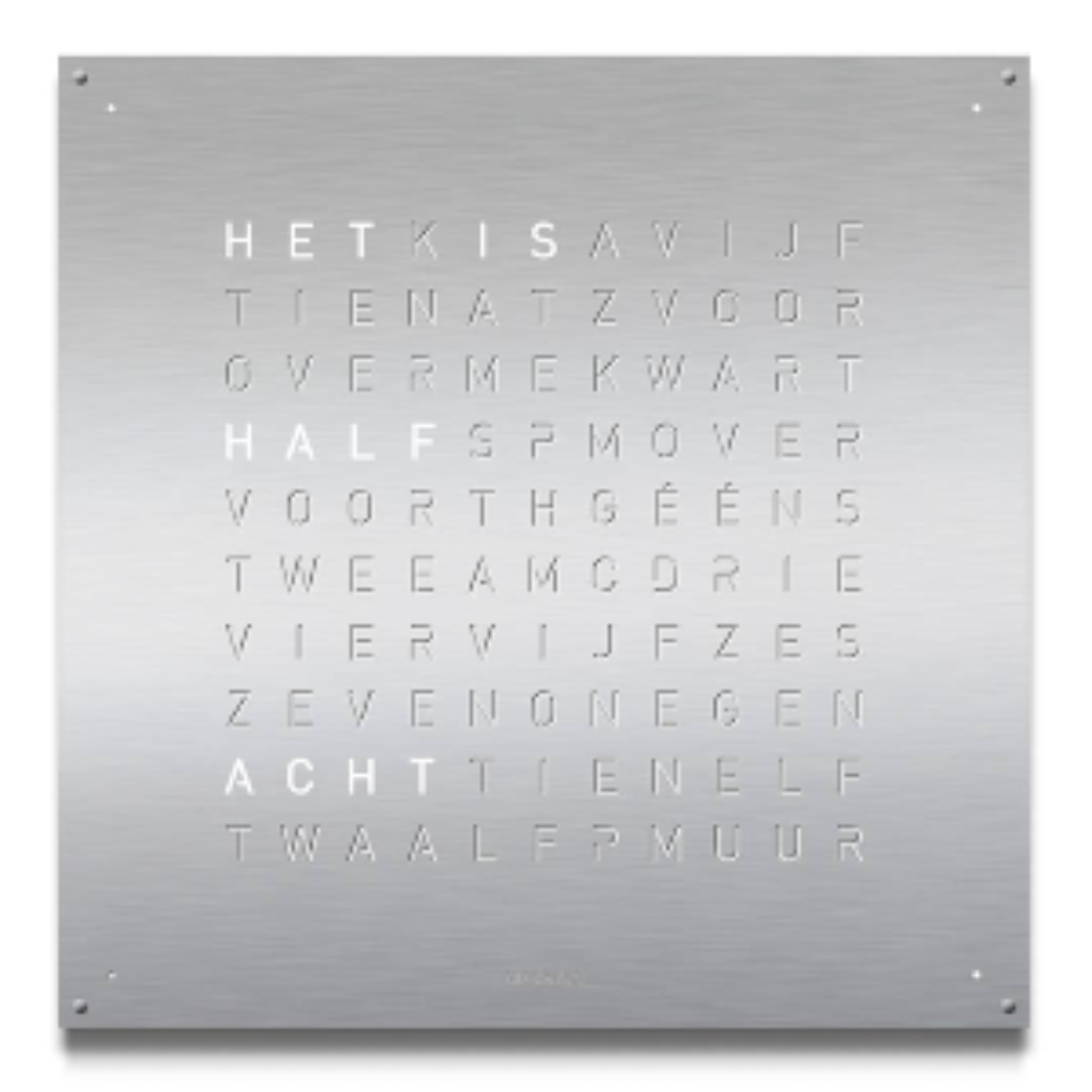 Qlocktwo Classic Stainless Steel is ontworpen door Marco Biegert & Andreas Funk voor het Duitse merk Biegert & Funk GmbH & Co. KG. De weergave van de klok is in verlichte woorden d.m.v. L.E.D. verlichting. De tijd wordt met een interval van 5 minuten op het display veranderd, de tussenliggende minuten worden door de brandende punten op de hoeken weergegeven.
