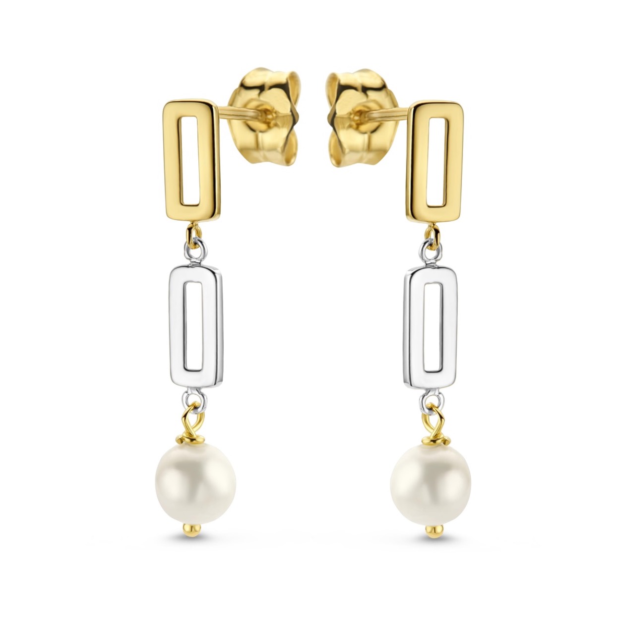 gee/wit gouden oorbel parel