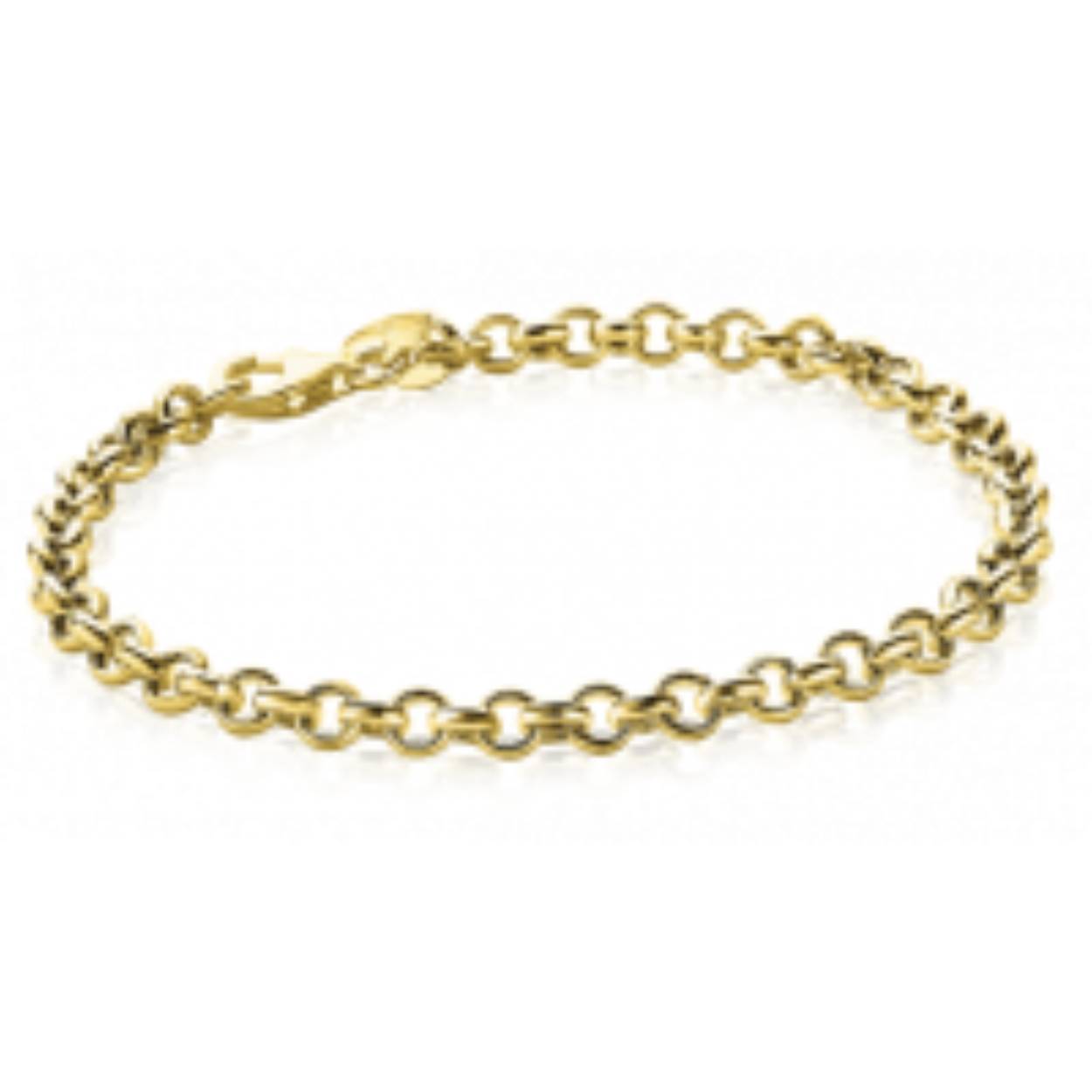 Zilveren geelvergulde jasseron armband, 18 cm , 4,5 mm breed. 