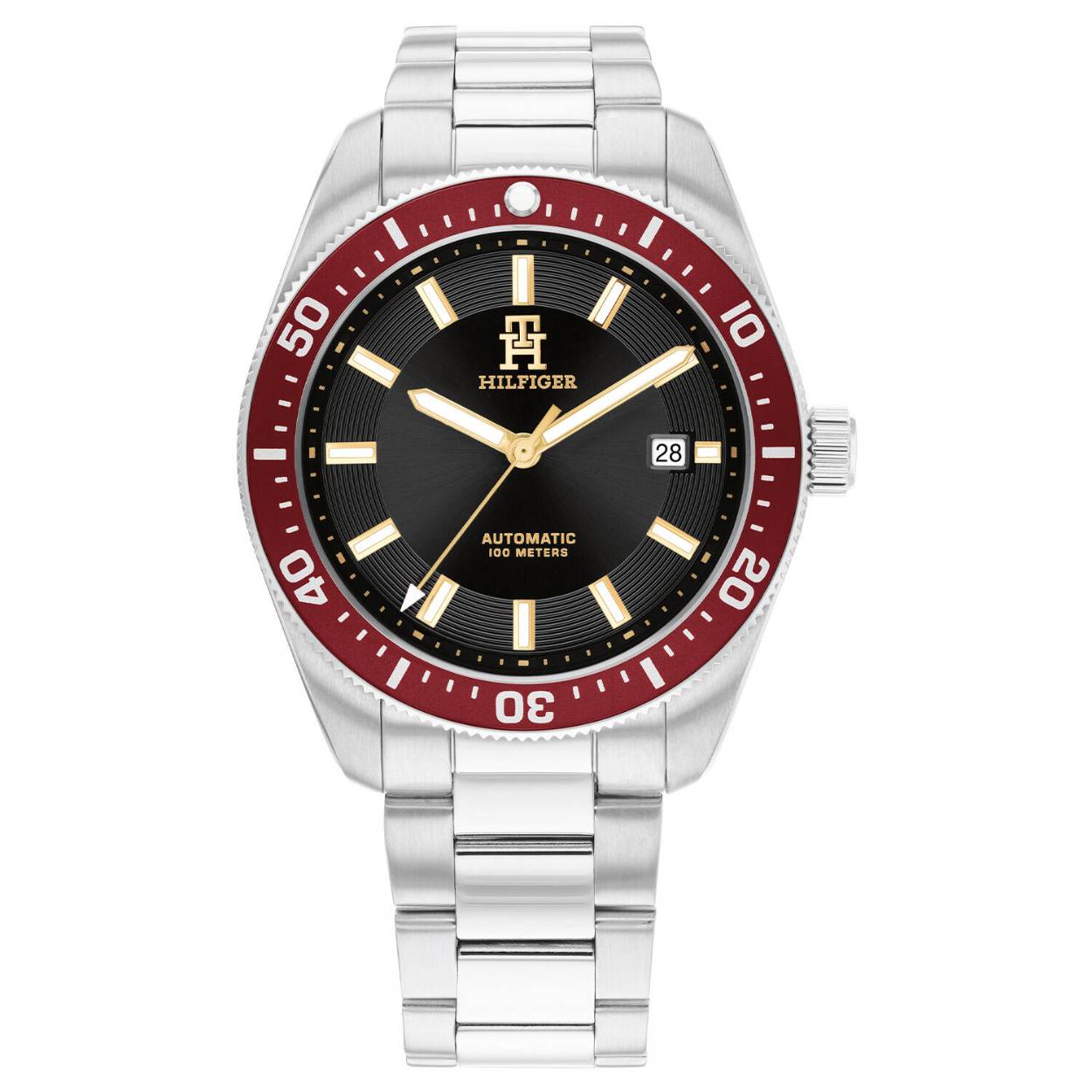 Tommy Hilfiger TH1792154 Horloge Heren Staal Zilverkleurig Automaat 40mm
Dit specifieke horloge van Tommy Hilfiger uit de TH85 serie met artikelnr: TH1792154 is een luxe herenhorloge die niet in je collectie mag ontbreken. Het stalen herenhorloge heeft een ronde zilverkleurige kast met een donkerrode bezel en een zwarte wijzerplaat met lumibrite strepen en wijzers en een datum. Het uurwerk is automatisch en laadt op door de beweging van de pols. De zilverkleurige schakelband is op lengte verstelbaar en heeft een vouwsluiting. Door een glas aan de achterkant van het horloge is het uurwerk zichtbaar. Het horloge heeft een mineraalglas, een doorsnee van 40mm en is 10ATM.  

Het merk:
Sinds de lancering van het merk in 1985 is Tommy Hilfiger wereldwijd bekend geworden als pionier van de klassieke Amerikaanse coole stijl. Geïnspireerd door de iconische popcultuur en het Amerikaanse erfgoed. De dames en herencollectie van dit seizoen bestaan uit minimalistische silhouetten en rustieke lederen details. De herenhorlogecollectie biedt iconische uurwerken met roestvrijstalen, lederen en siliconen banden.

Specificaties:
- Mineraalglas
- Ronde kast 40mm
- Zilverkleurige horlogekast met gekleurde bezel
- Zwarte wijzerplaat met datum
- Zilverkleurige schakelband 
- 10ATM