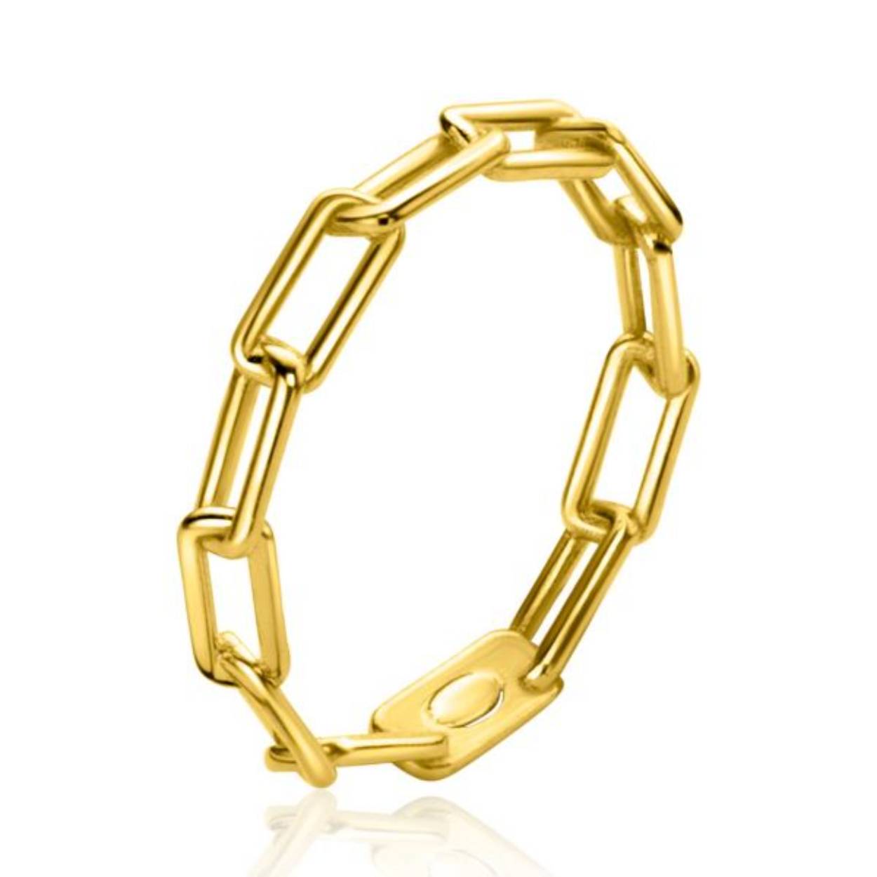 ZINZI Gold 14 karaat gouden schakelring van 3mm breed, met de populaire paperclip-schakel. Vervaardigd van geheel 14 karaat goud (585).