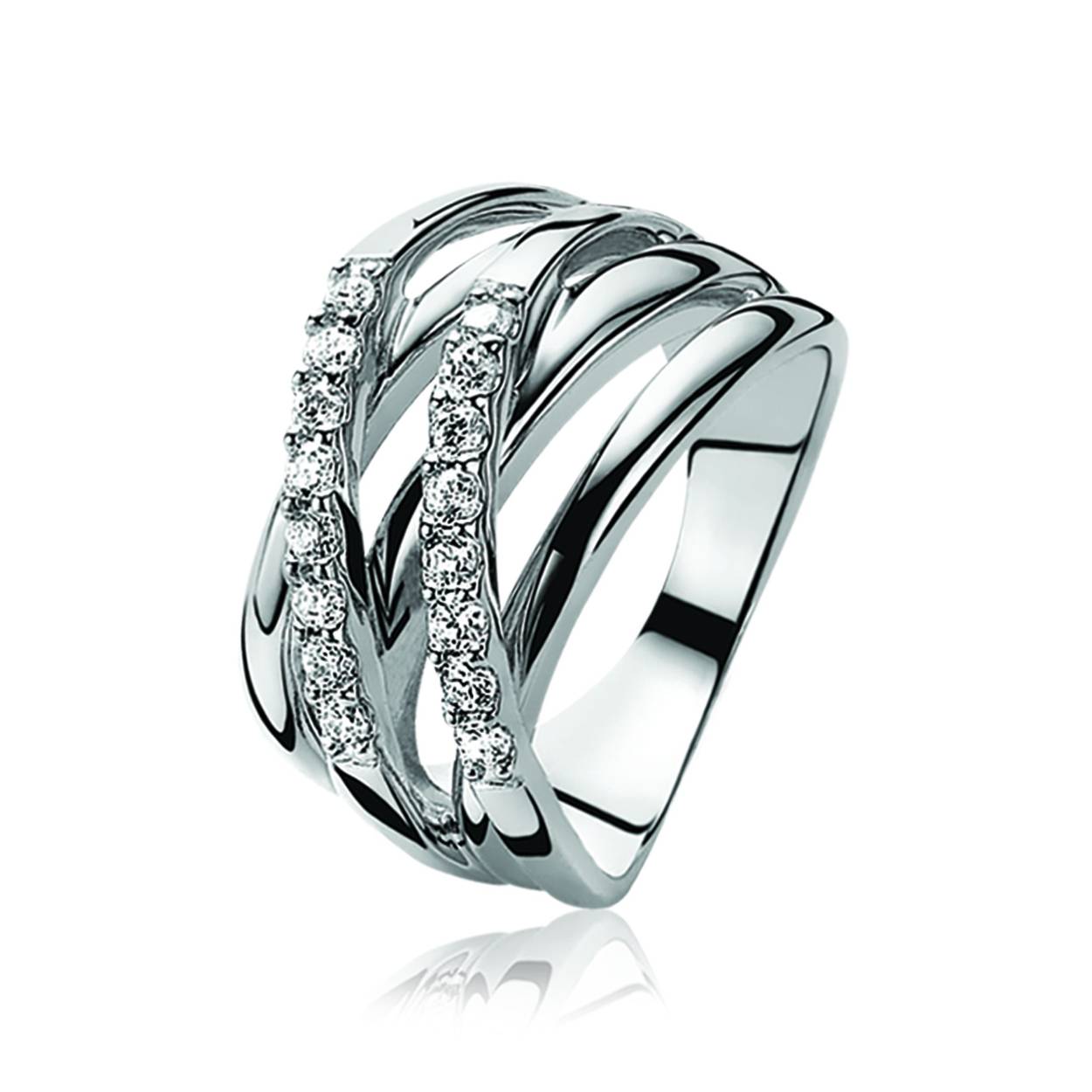 Zinzi zilveren Ring Kruislings met zirkonia mt.52 ZIR552