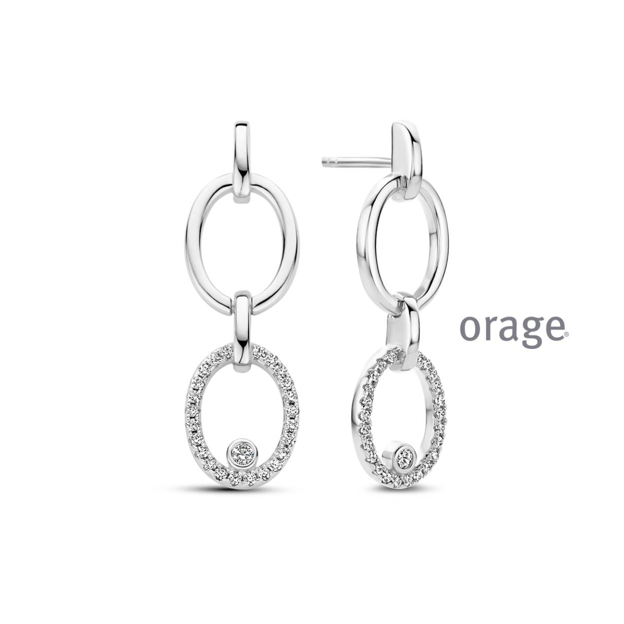 Zilveren oorhangers met zirkonia's van het merk Orage
Bijhorende ketting met hanger ook verkrijgbaar
Ook verkrijgbaar in de goudkleurige versie
