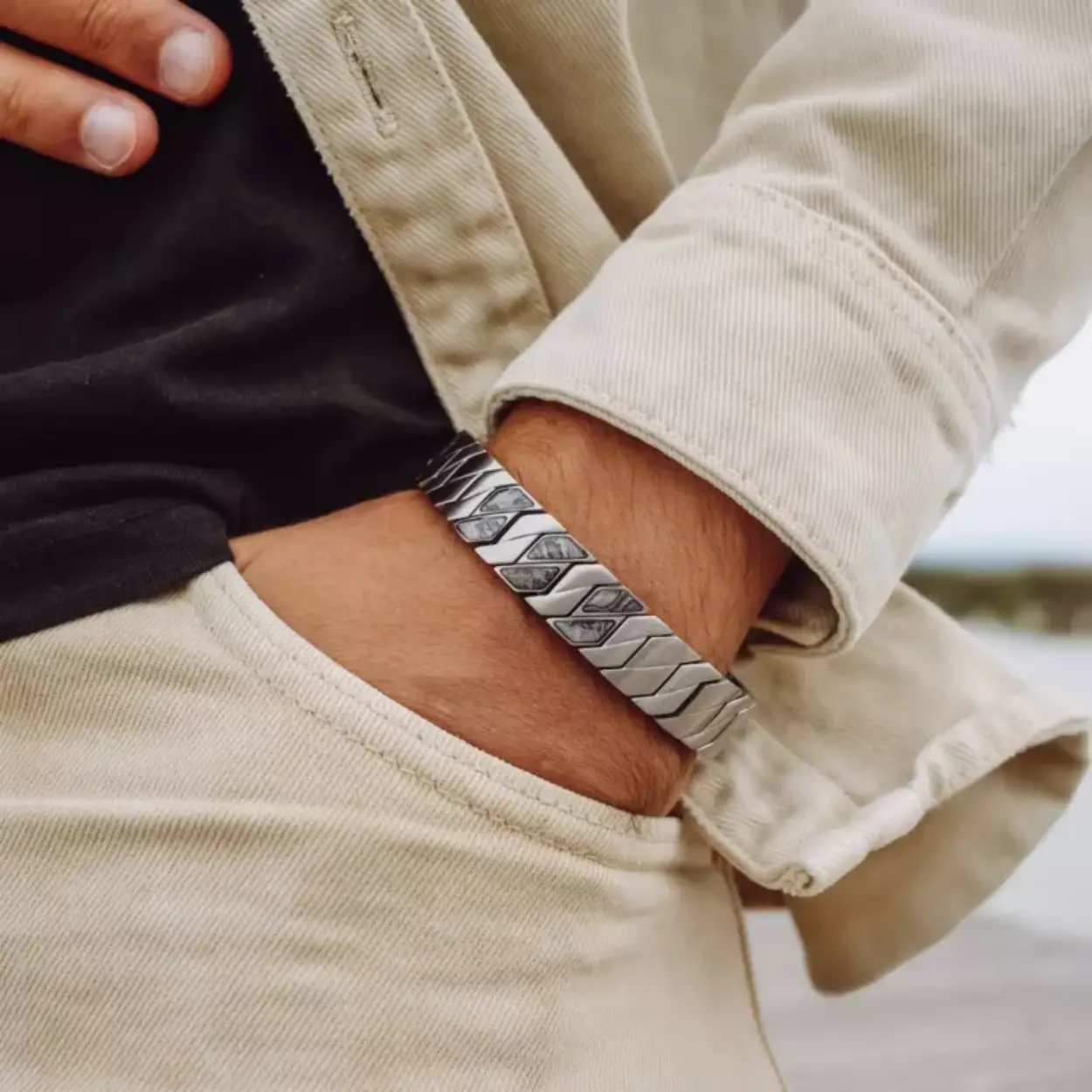 Heren armband in de kleur marble/zilver