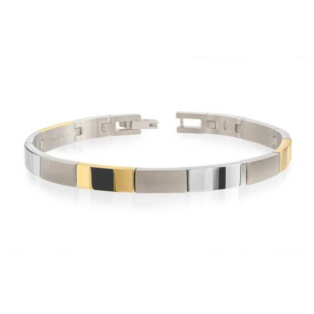 Een elegant design van Boccia Titanium! De 03036-02 is een gematteerde armband met glanzende goudkleurige accenten.