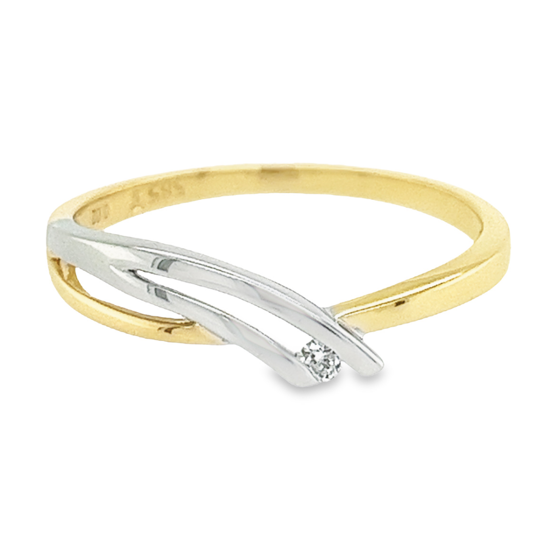 Bicolor gouden ring met Diamant 0,025 karaat