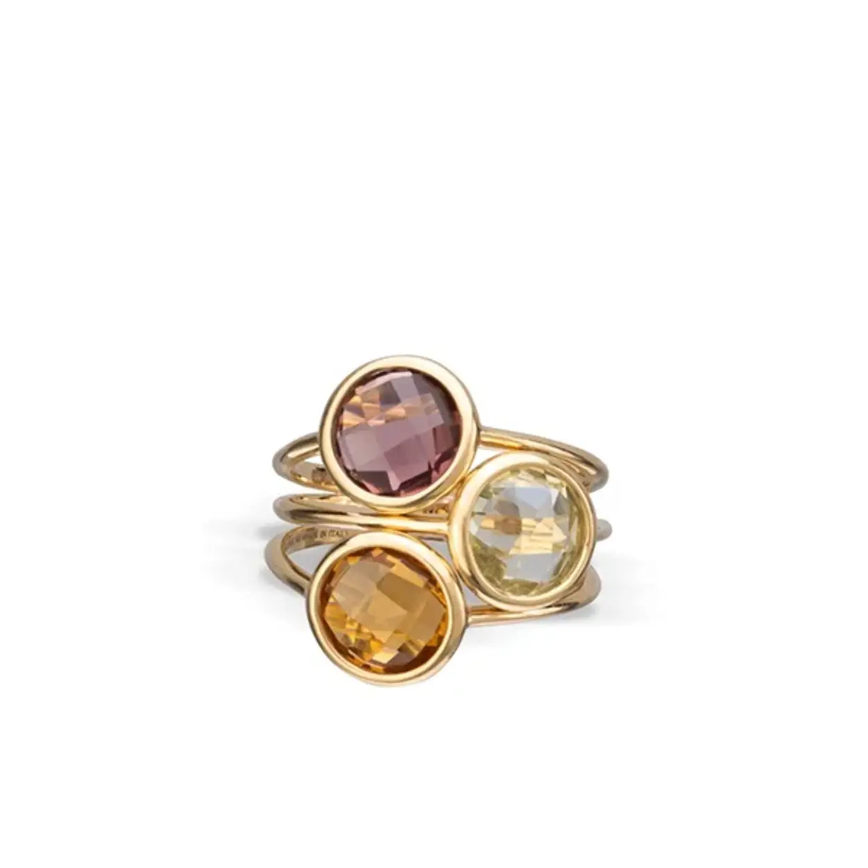 Italo Bottene gouden dames ring met 3 kleuren echte amethyst