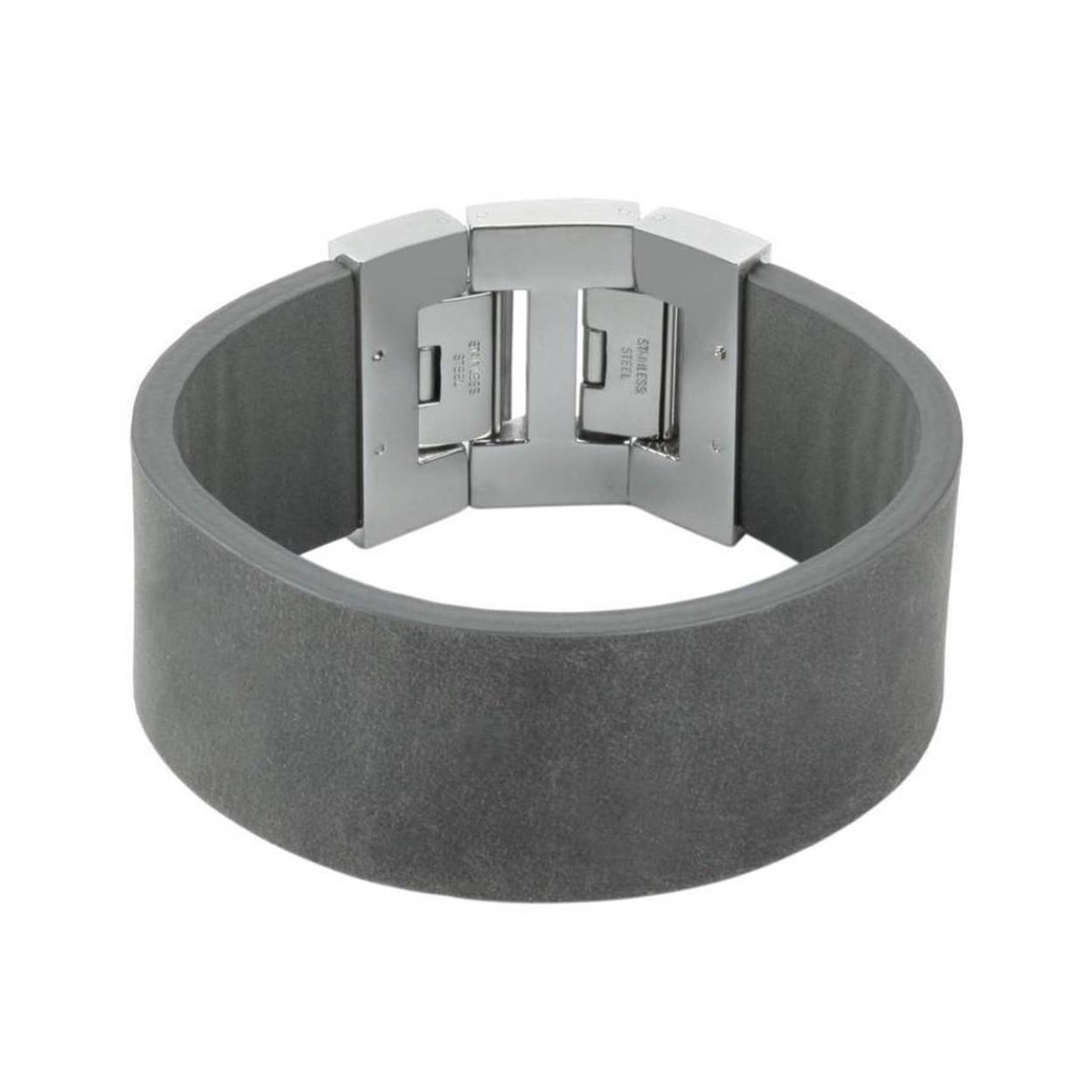 Dacaya armband leder edelstaal Rock Edge Grey 28mm F102428