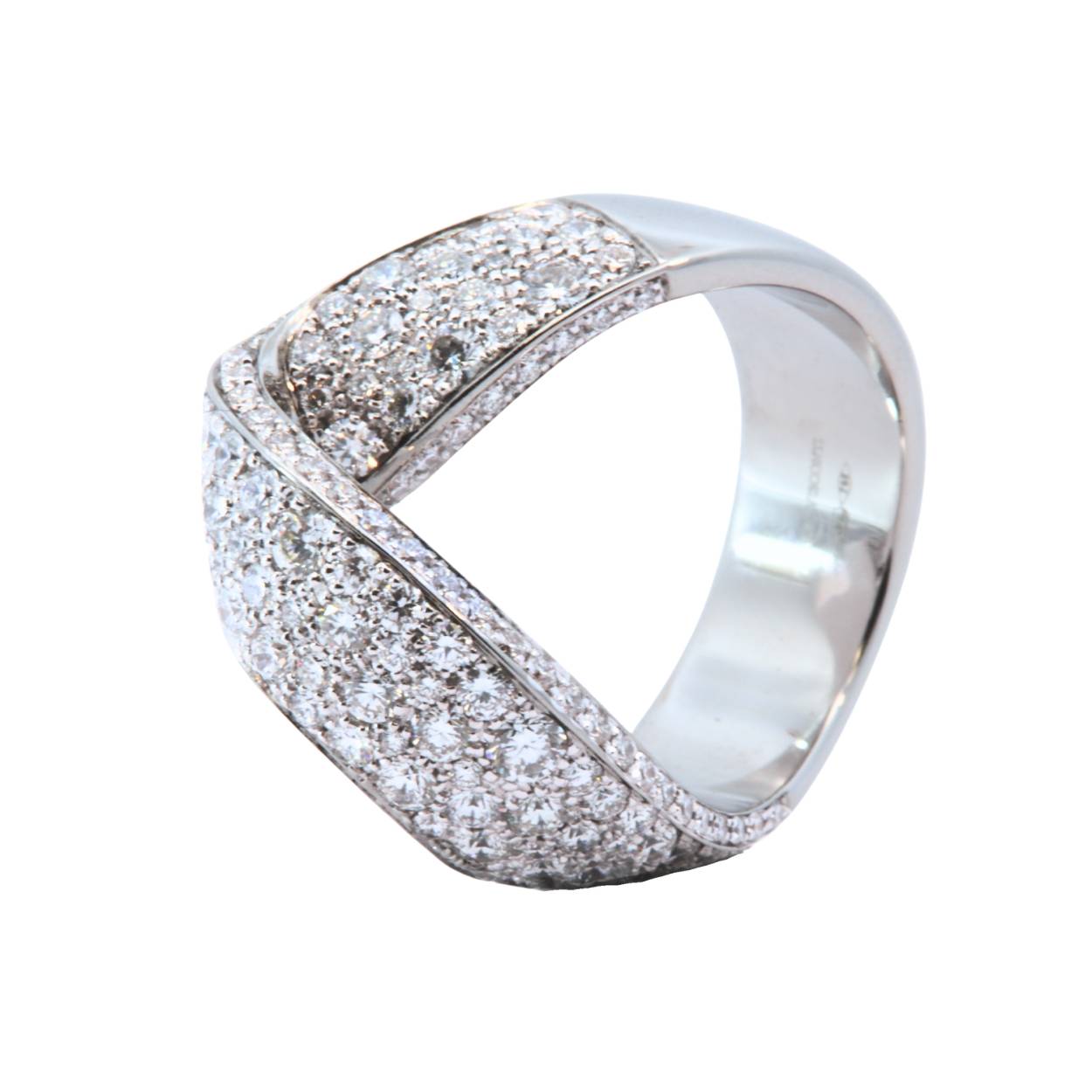 Witgouden fantasie ring met diamanten.