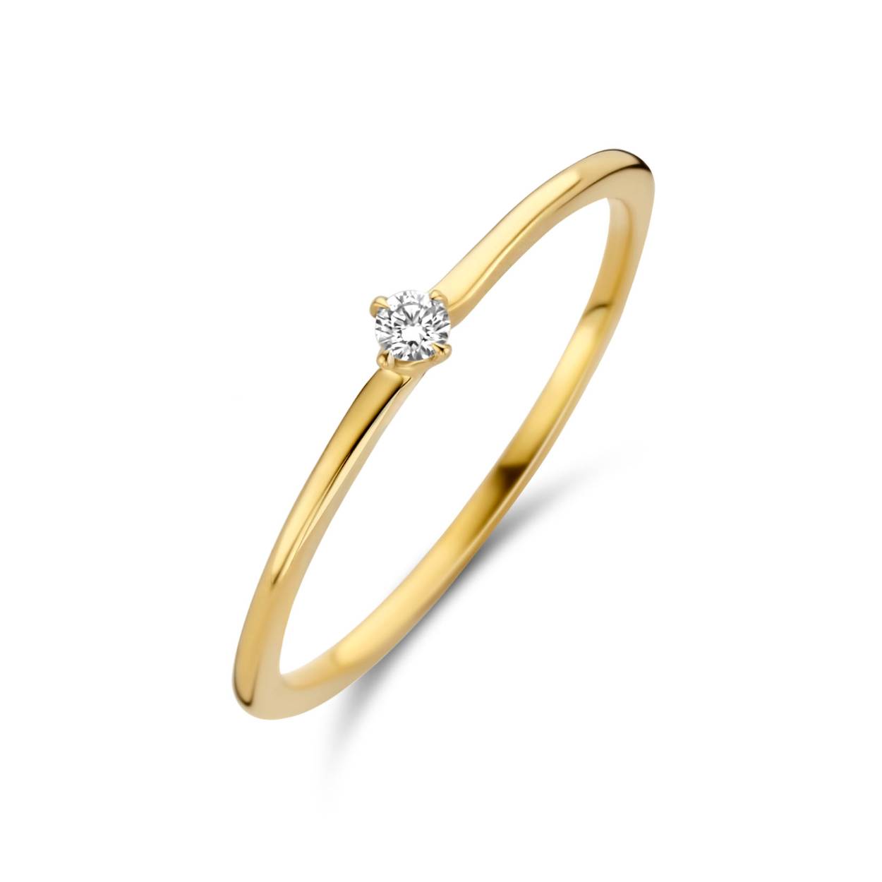 Geel gouden 18 karaat verlovingsring + 0.04ct