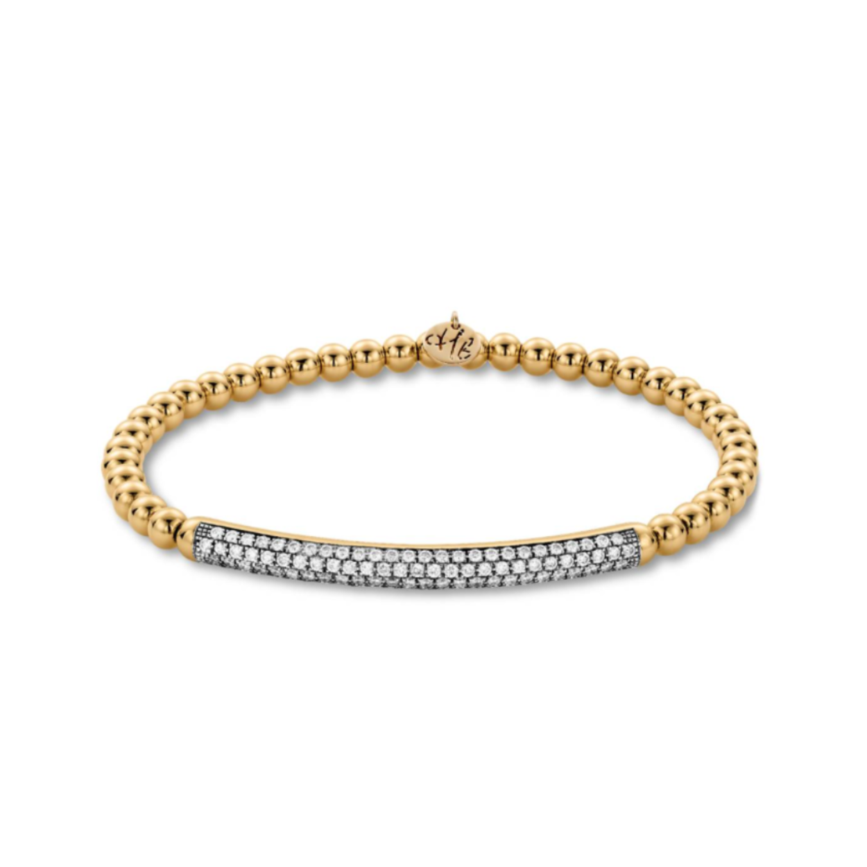 Geelgouden stretch armband met 106 diamanten