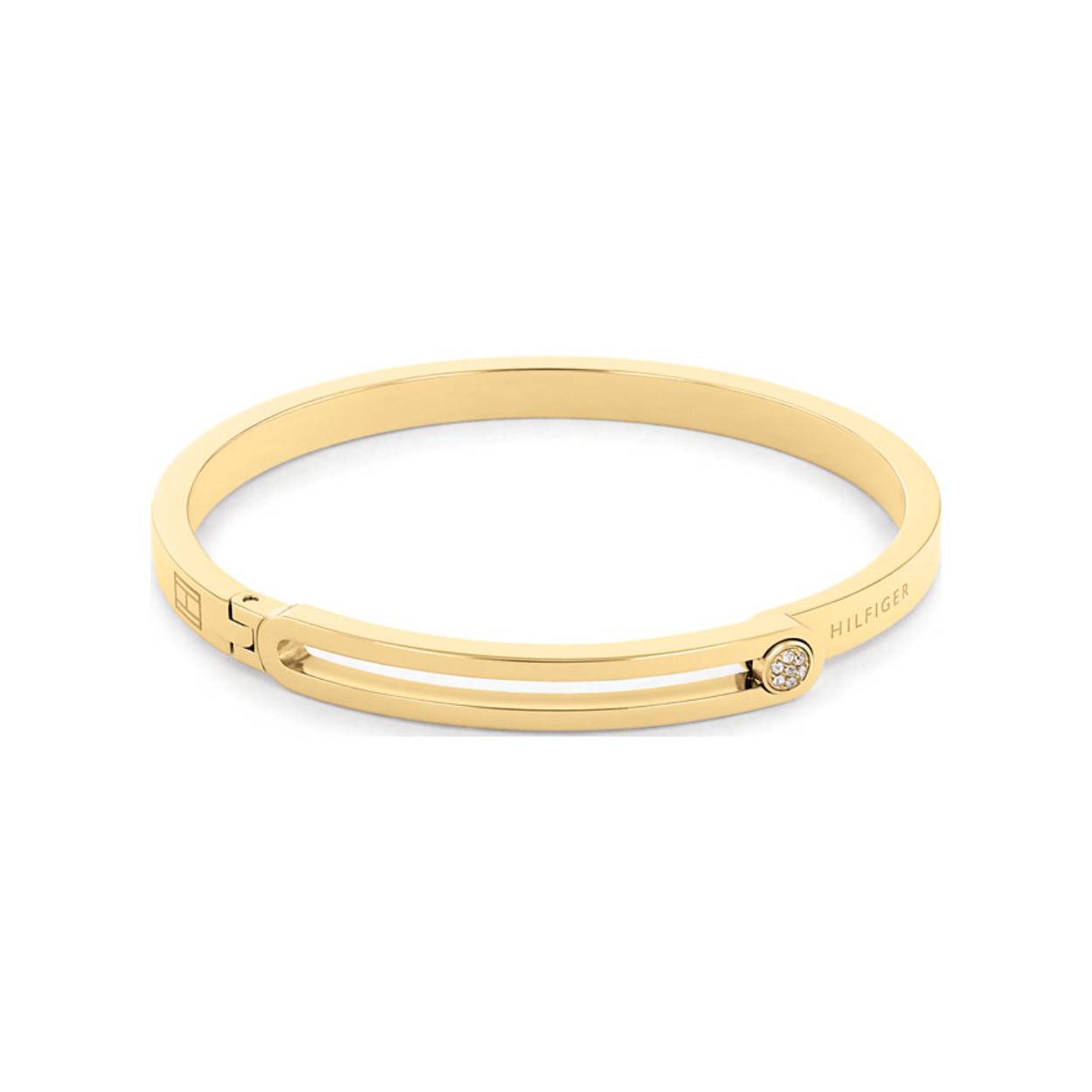 Double staal bangle armband met zirconia 