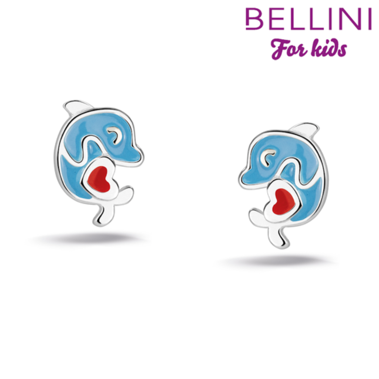 Bellini zilveren oorknopjes dolfijn.

De gehele Bellini collectie is gemaakt van het eerste gehalte zilver (925) en voorzien van zirkonia's of vrolijk gekleurd emaille. Naast de bekende bedelarmbandjes heeft Bellini ook hele leuke kinder oorknopjes, colliers en ringen.