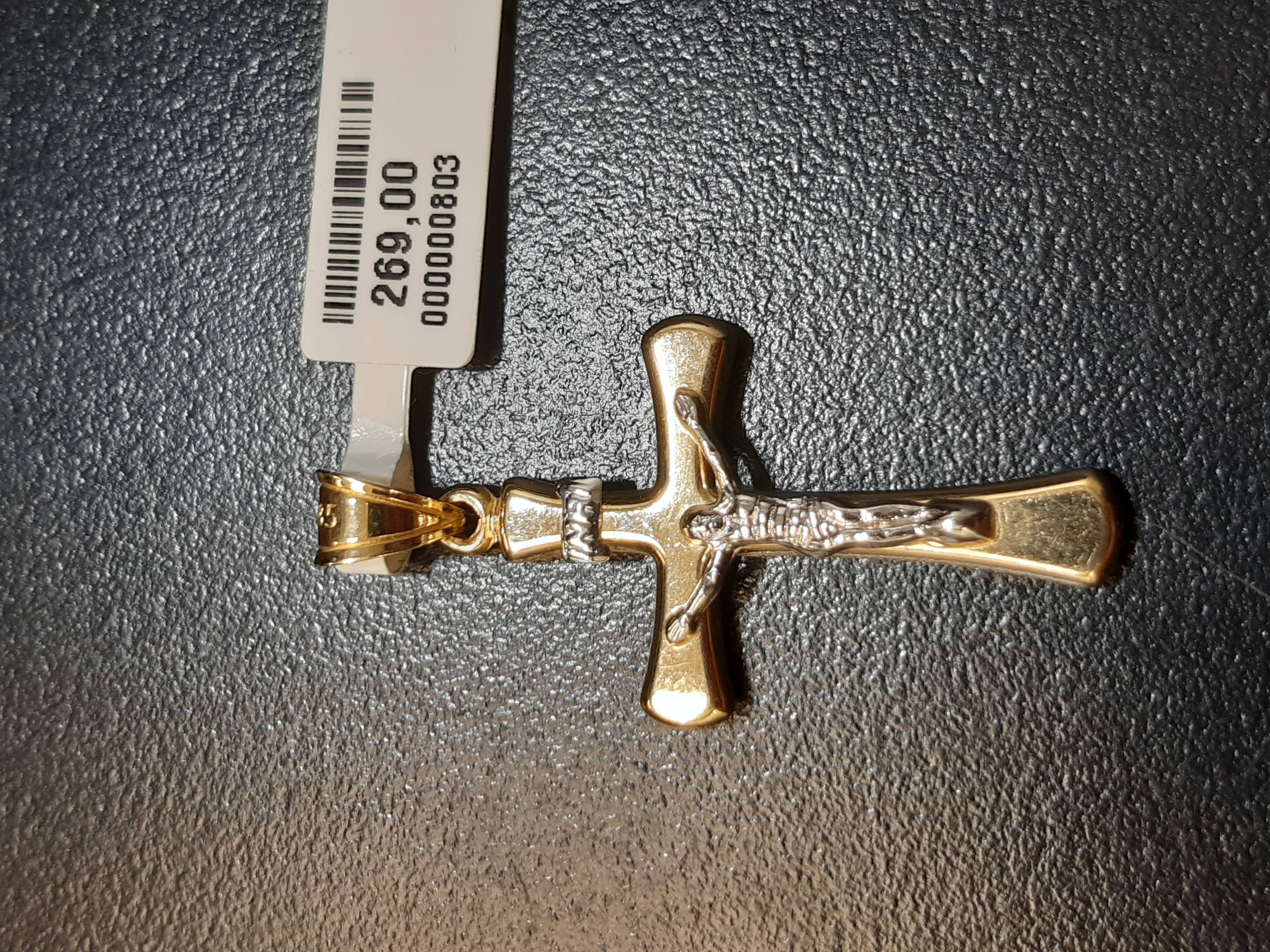 mooi gouden kruis 14kt met bicolor