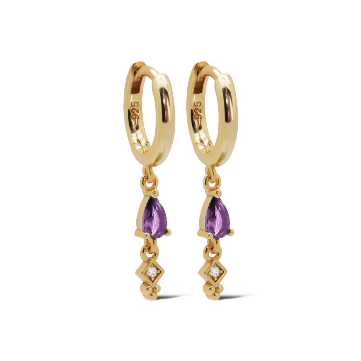 A139GP_L Karma oorringen MINA drop lavender | zilver verguld | zirkona's