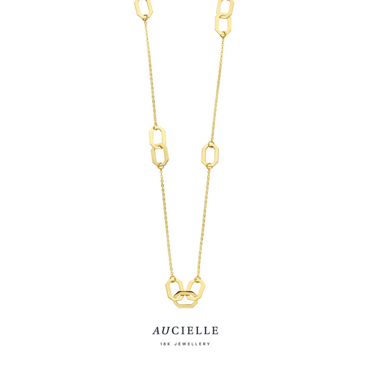 Collier 18 kt goud octagon - 40+2,5+2,5 cm