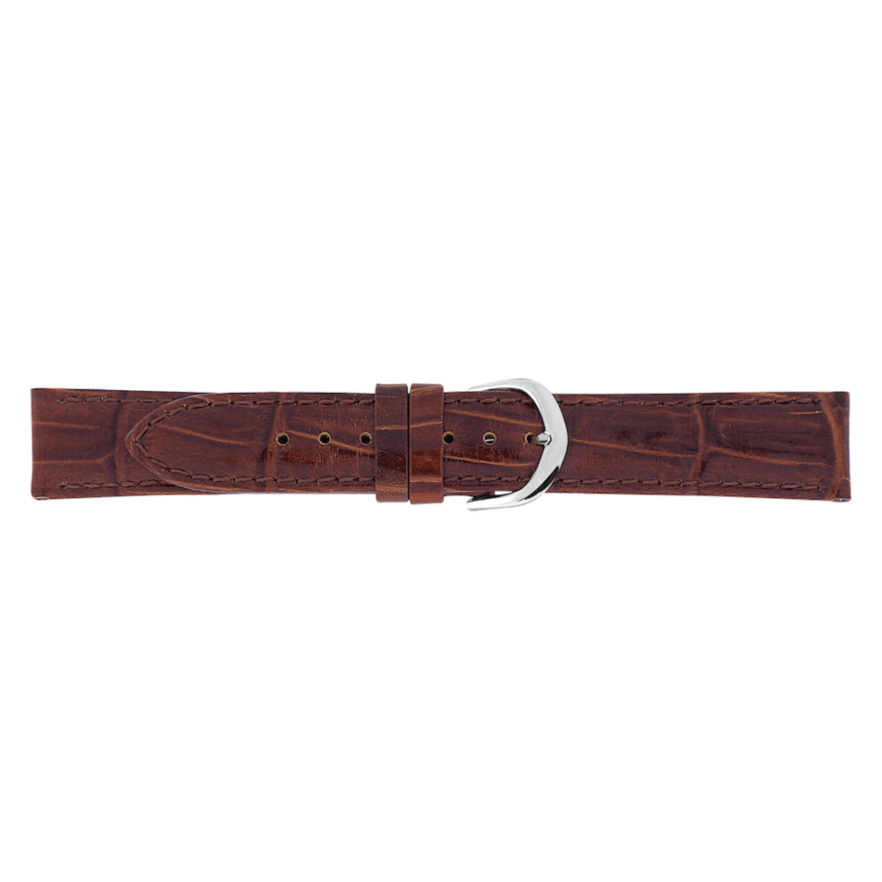 Horlogeband 787  leder 28mm krokoprint bruin 