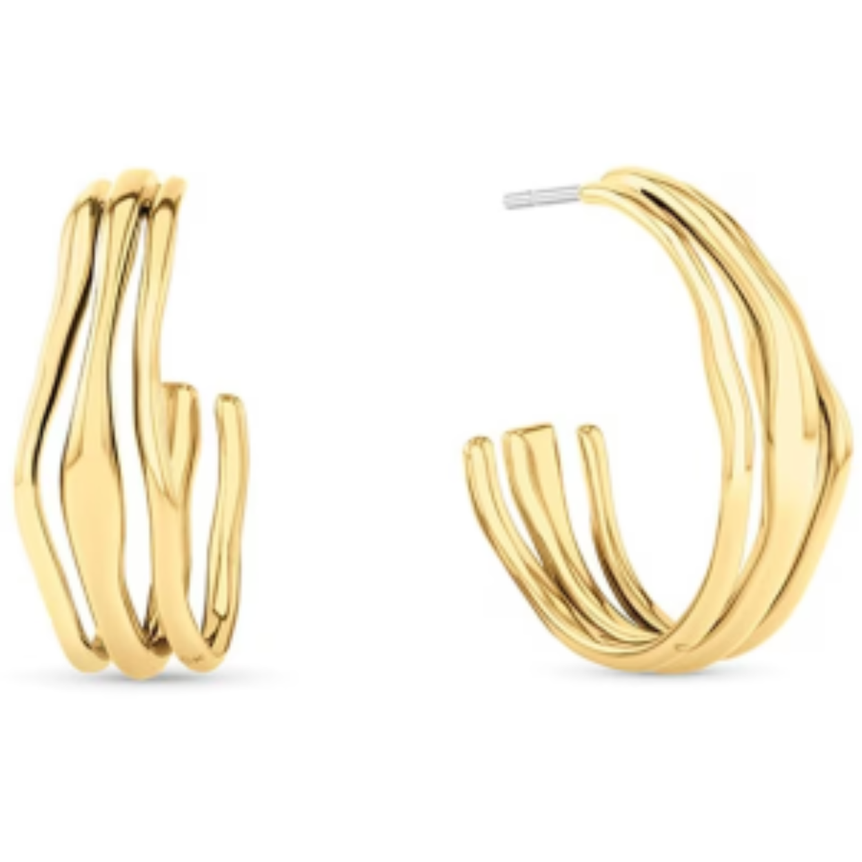 Calvin Klein CJ35000721 Dames Oorsieraad Staal
Deze stalen dames oorbellen van Calvin Klein met nr CJ35000721 hebben een sculpturale uiterlijk. De glimmende goudkleurige stalen oorstekers zitten met een steker op het oor en bestaan uit 3 sierlijke banden naast elkaar. Ze vallen mooi rond het oor. Leuk te combineren met andere sieraden uit de serie van Calvin Klein.

OVER CALVIN KLEIN
Calvin Klein is een wereldwijd lifestylemerk dat gewaagde, vooruitstrevende idealen en een verleidelijke, vaak minimalistische, esthetiek nastreeft. Calvin Klein werd groot in de jaren 70 door haar mode- en merkjeans collecties. In de jaren 80 lanceerde Calvin Klein haar spraakmakende ondergoed dat uitdrukkelijk van logo ’s voorzien was. Vanwege het grote succes is het merk ook succesvol uitgerold in Accessoires, Parfums, Home, Brillen, Golf, Horloges en Sieraden.
Sinds de oprichting in 1968 door Calvin Klein, heeft het merk haar reputatie opgebouwd als leider in de Amerikaanse mode, dankzij een cleane esthetiek en innovatieve ontwerpen. Calvin Klein wil haar publiek verleiden en inspireren door middel van provocerende beelden en opvallende ontwerpen die prikkelen. 

SPECIFICATIES:
- Stalen dames oorsieraden
- Lengte 2,6cm
- Goudkleurig
- Glimmend