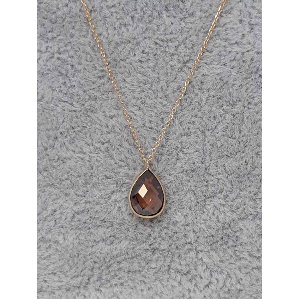 ketting 14ktmet bruine steen