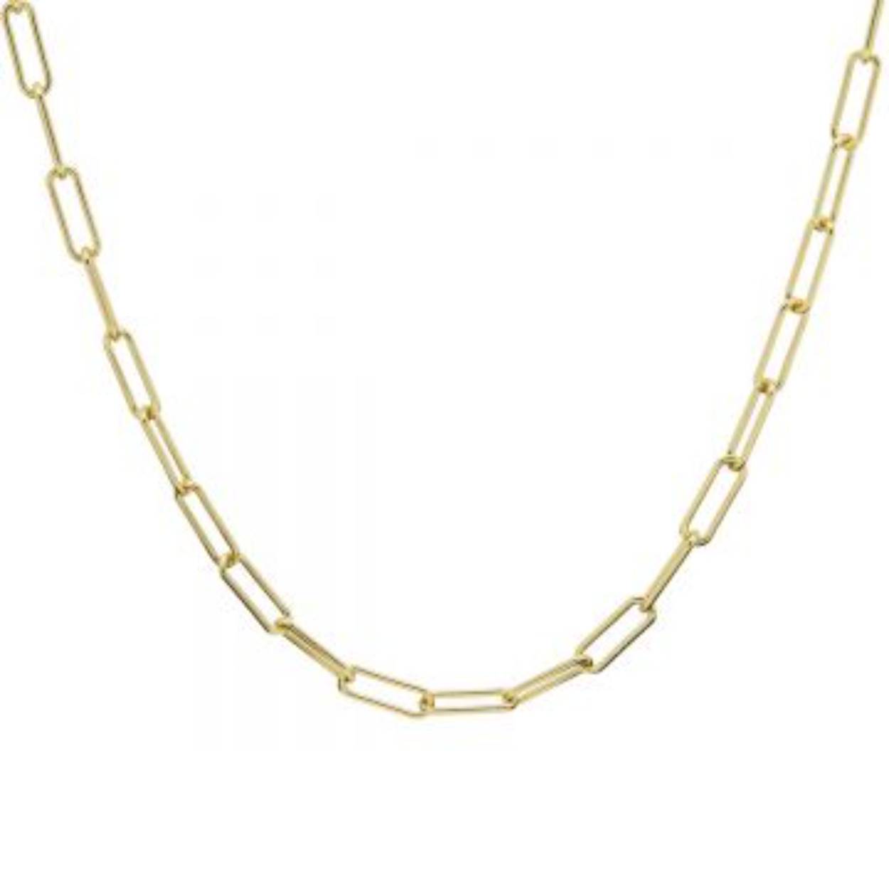 Zilveren collier verguld Necklace Plain Round Square Goldplated