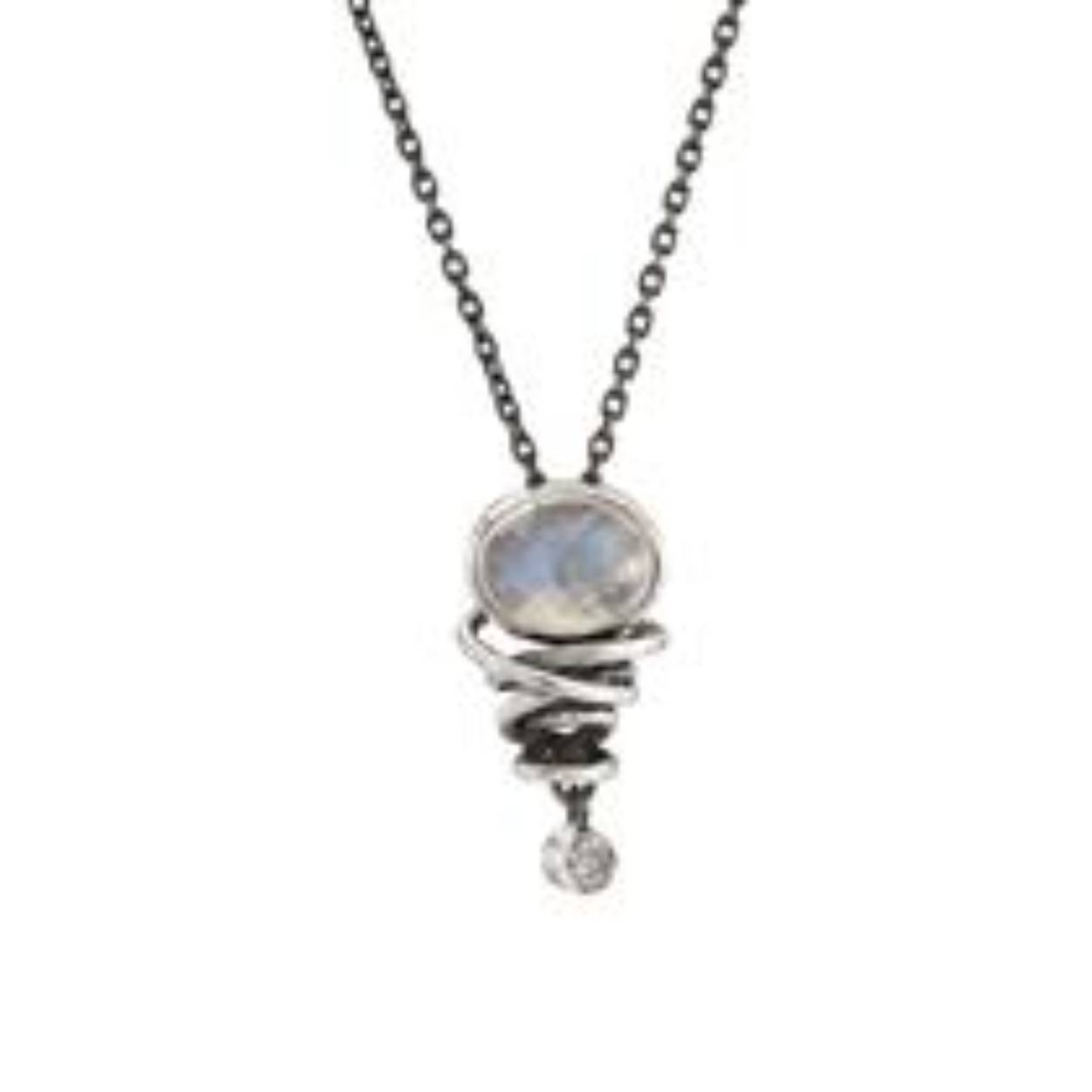 Deze Rabinovich sterling zilveren ketting heeft een mooie maansteen van 10 x 8 mm en een hangend witte topaas van 2,5 mm. De ketting is verstelbaar op maat 42 en 45 cm.
