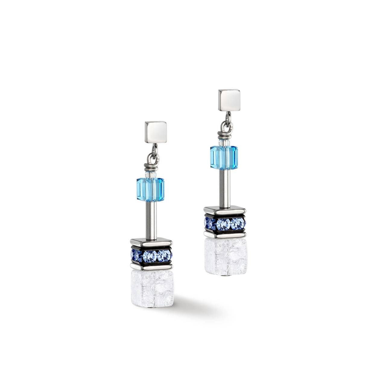 Coeur de Lion oorstekers, blue-white, 3018/21-0714