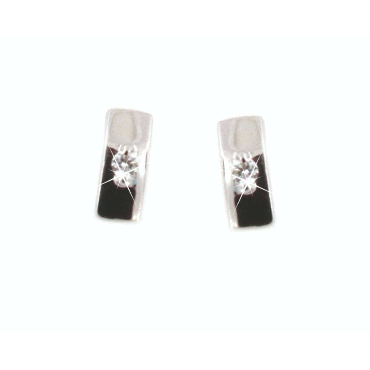 Wit gouden oorbellen met 0.03ct briljant