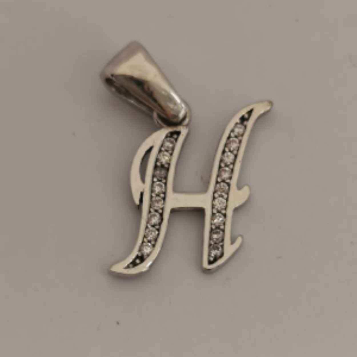 Zilveren hanger letter H zirkonia