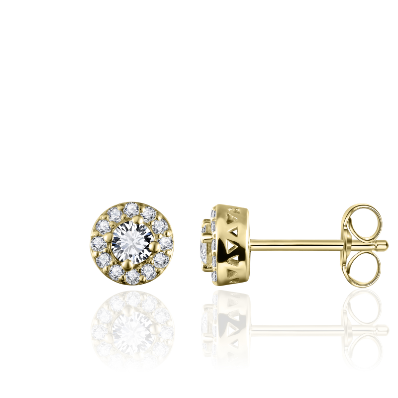 14k gouden entourage oorknoppen met zirkonia's
Oorknoppen zijn uit te breiden tot een set met bijpassende hanger en ring