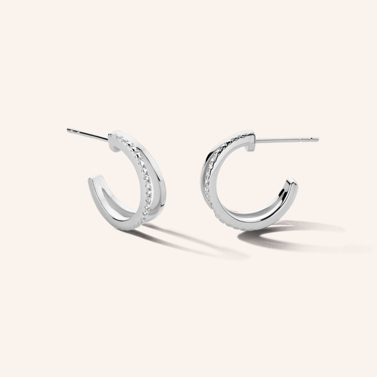 Oorbellen zilver creool 0.064ct brilj