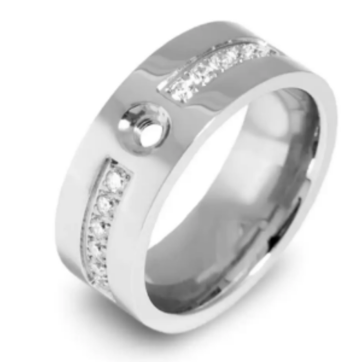 TW flat CZ 8mm ring SS, sz 54