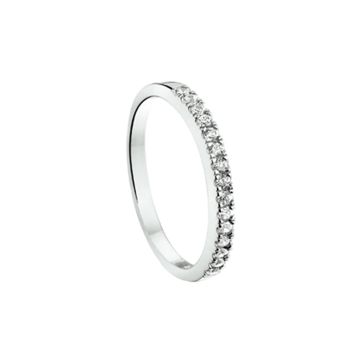 Gerodineerd zilveren ring met vijftien zirkonia's