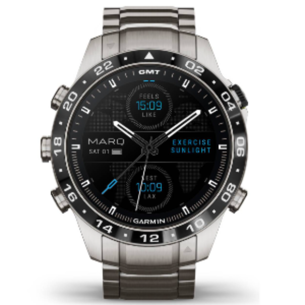 Garmin MARQ Aviator (Gen 2) met band van gehard titanium met swept-link