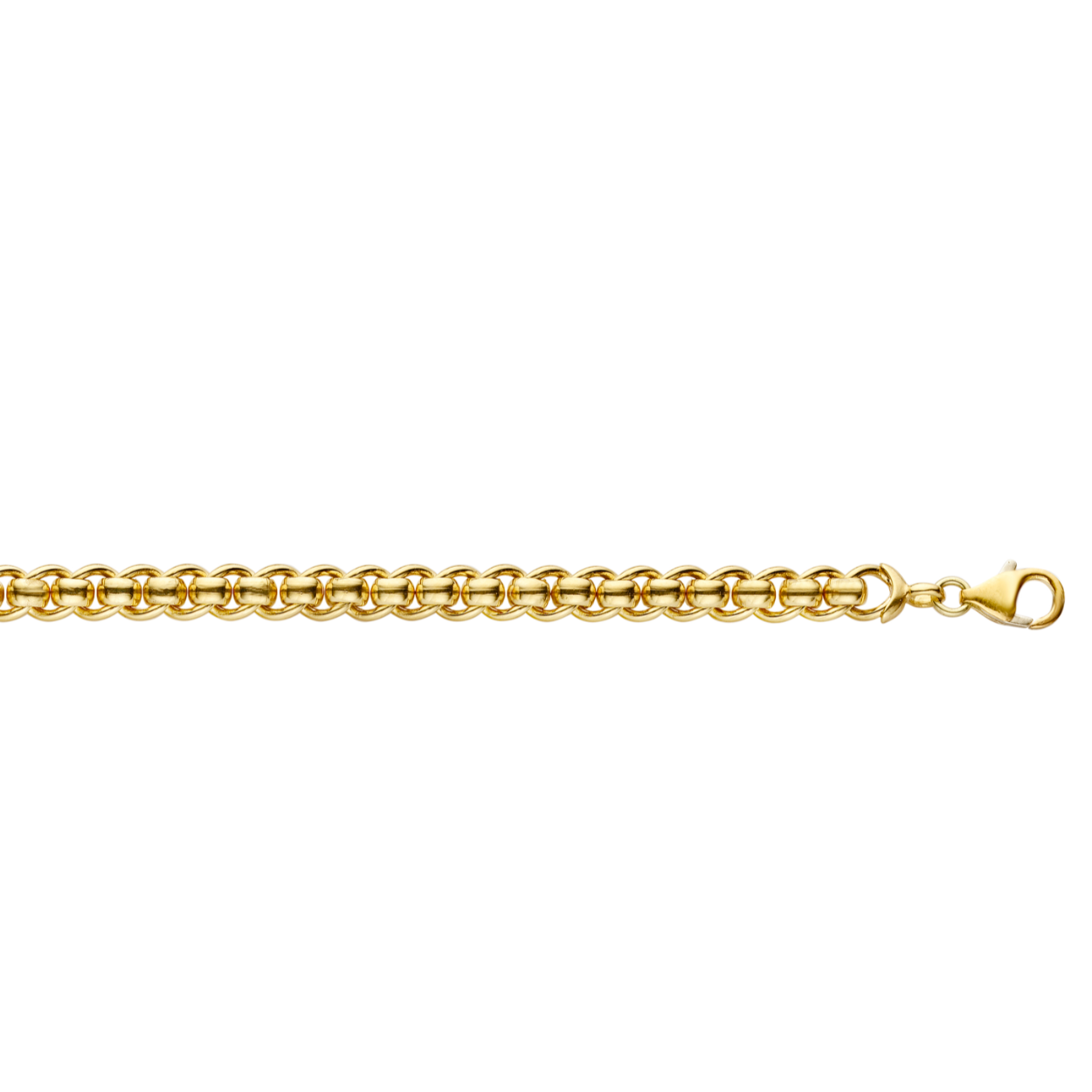 14-karaats geelgouden collier met zilverkern.
Schakel: Rolo.
Breedte: 6 mm. Lengte: 45 cm.