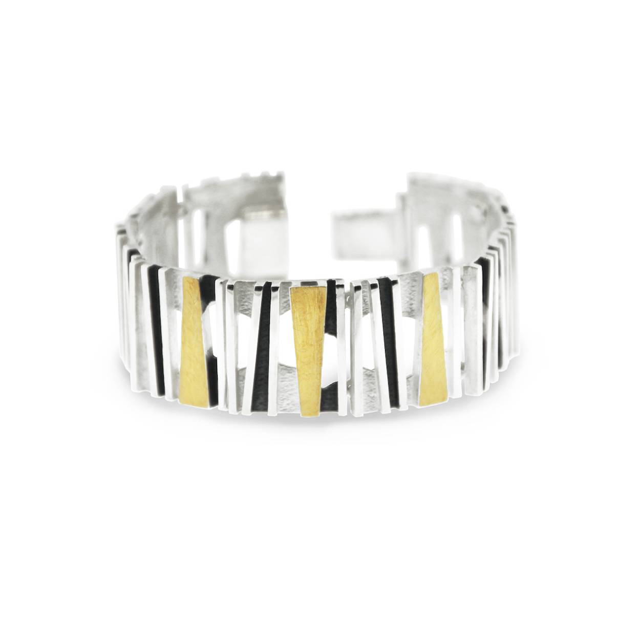 Armband vlakken poli-mat, goud opleg ,zwart geoxideerd