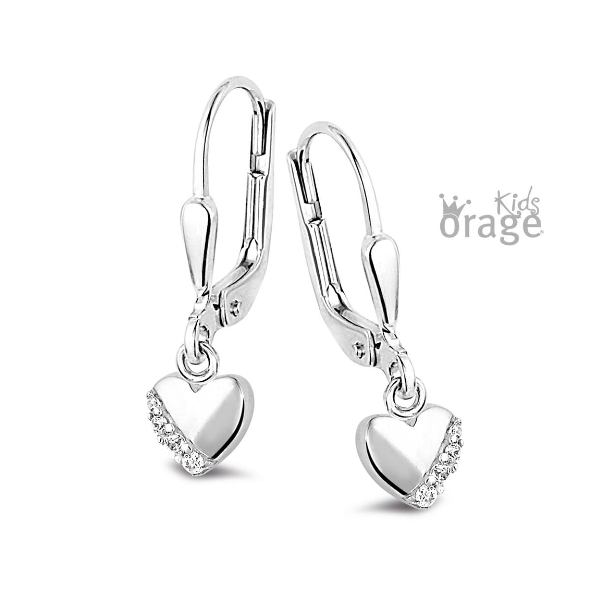 Zilveren oorhangers 'hartje' met zirkonium steentjes van Orage kids
Bijhorende armband en ketting met hanger ook verkrijgbaar
