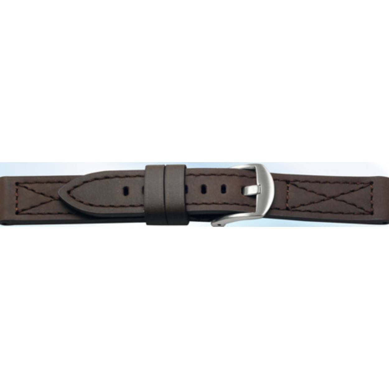 Horlogeband leder 283 bruin met donkerbruin stiksel 20mm