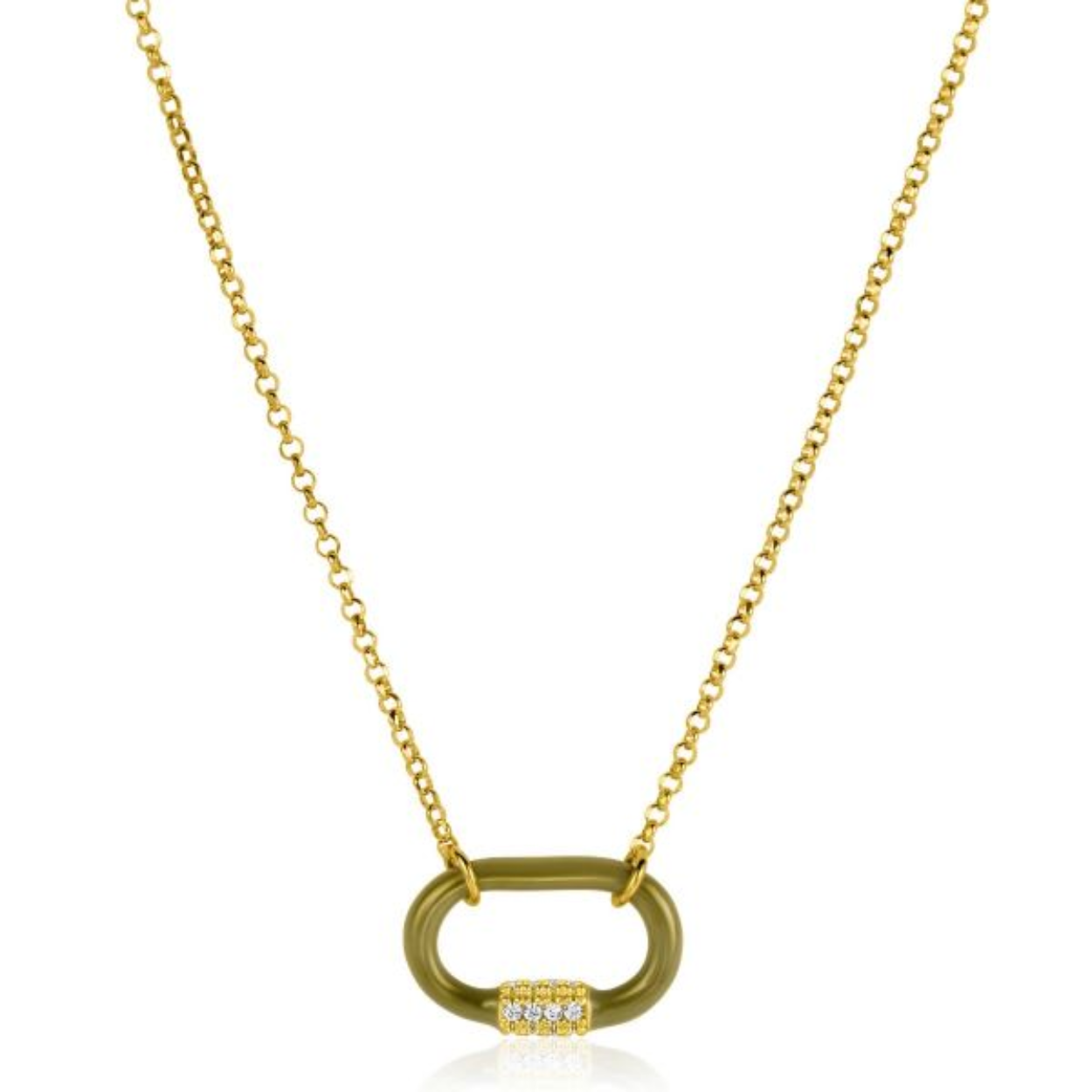 ZIC2374 collier met olijf groene hanger