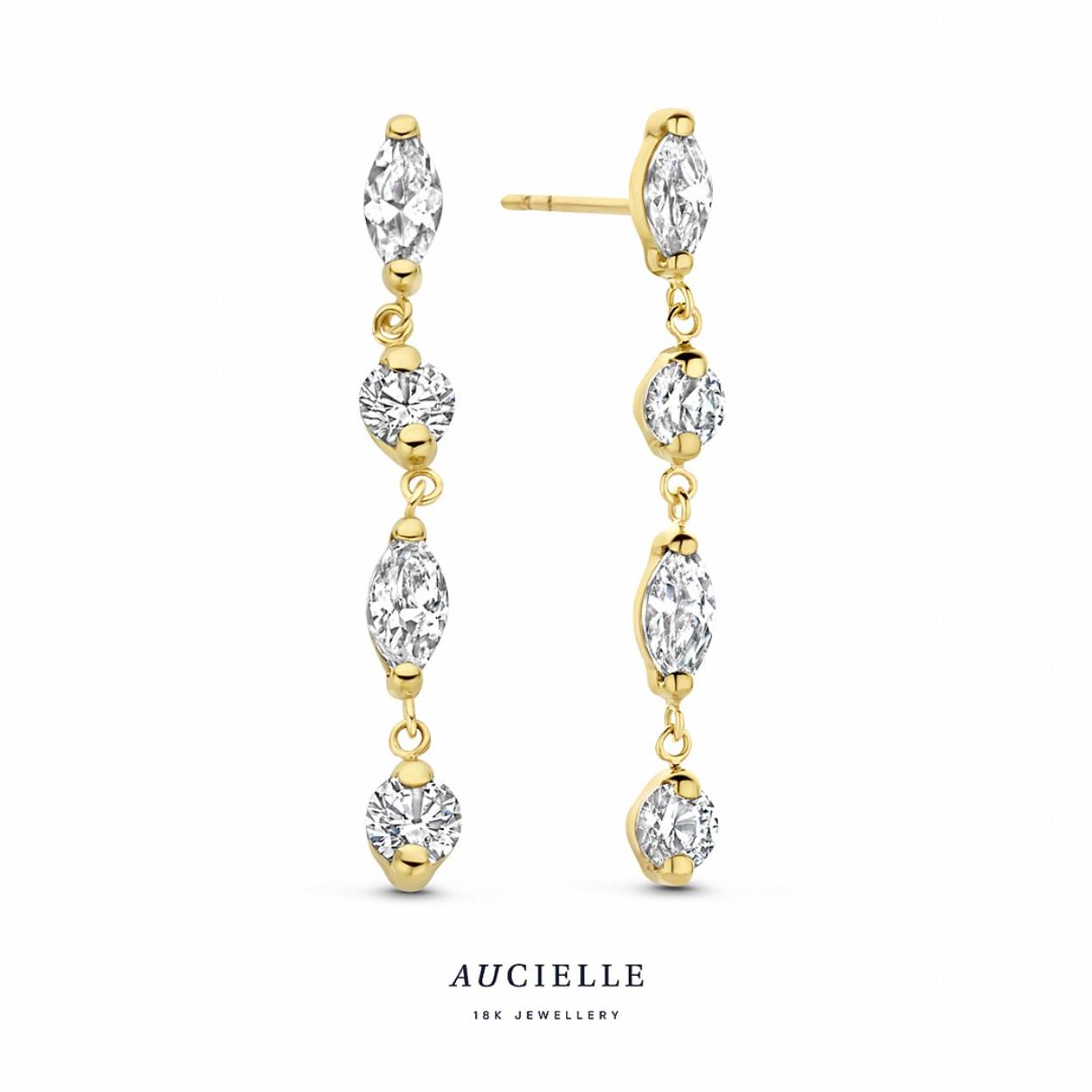 18 kt gouden oorhangers met zirkonium van het merk Aucielle