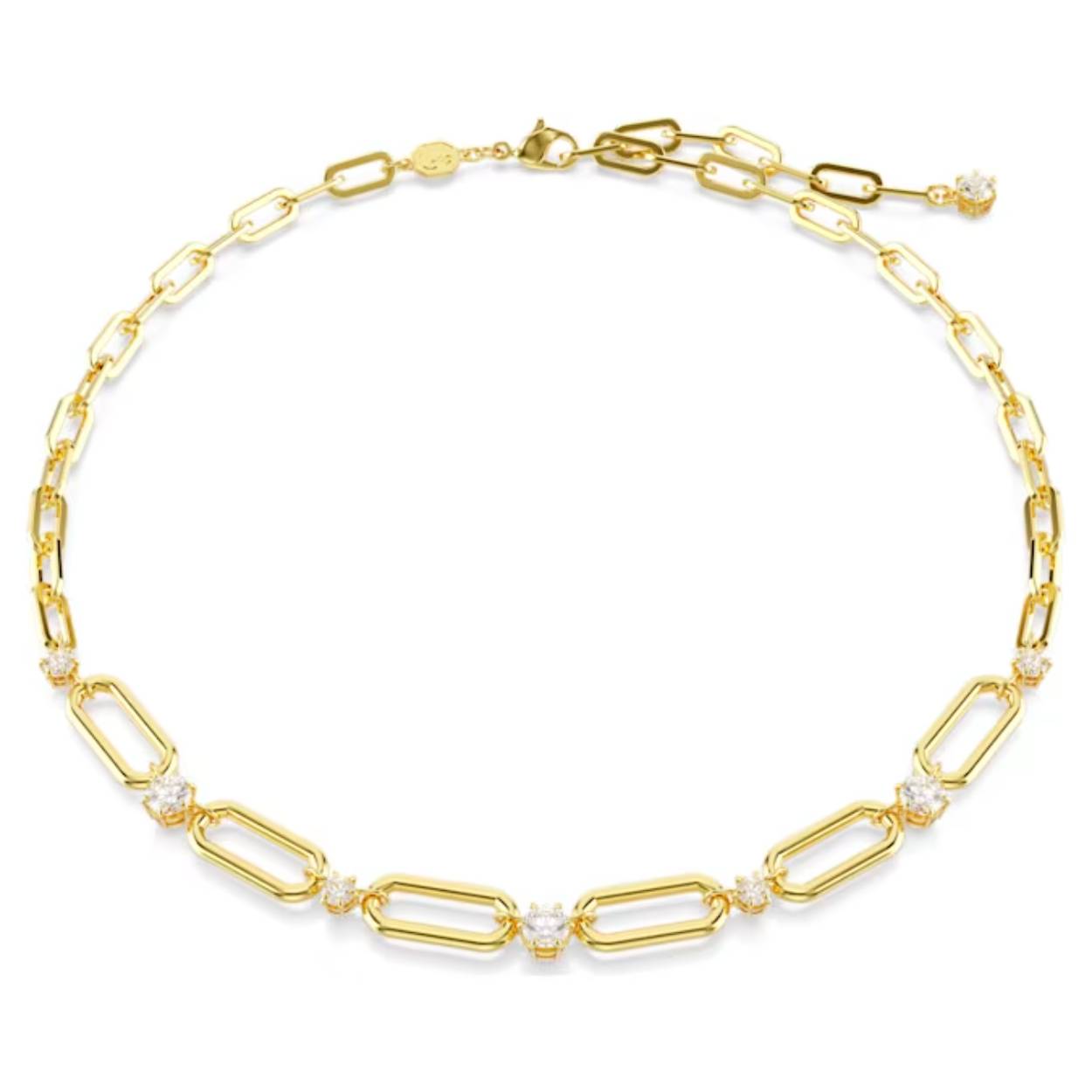 Deze Constella-ketting is geïnspireerd op de sterren en geeft u meer zelfvertrouwen, ongeacht uw outfit. Het opvallende ontwerp sluit met een karabijnsluiting en bestaat uit een ketting met goudkleurige toplaag met ronde Swarovski Zirkonia in klauwzetting tussen de centrale schakels. Draag het om uw look oogverblindend te laten stralen.