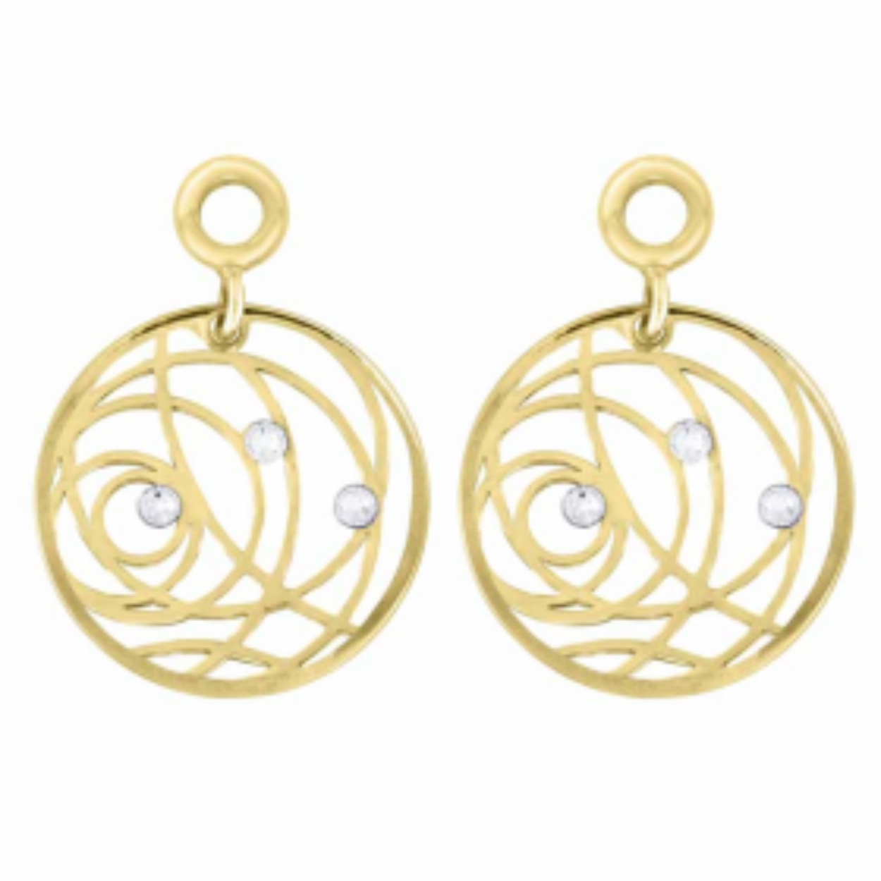 MY iMenso pair of pendant for Creoli "swirl cz" (925/1Mgold-plated)